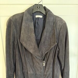 WOMENS VINCE NAVY LAMBSKIN LEATHER ZIP JACKET SIZE XL